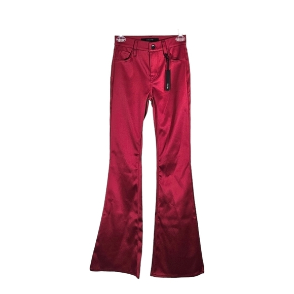 NWT J Brand Valentina Flared Red Satin Pants - Picture 2 of 8